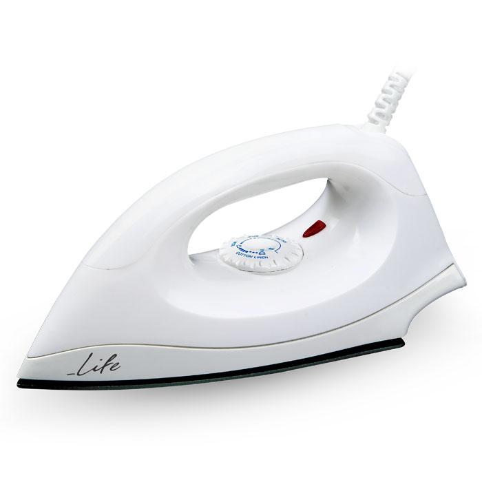 LIFE 221-0091 Pure White Dry Iron 1400W with teflon soleplate,white 