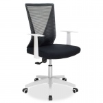 PAKOWORLD 069-000009 Καρέκλα γραφείου διευθυντή Ghost με ύφασμα mesh χρώμα μαύρο - λευκό πλαίσιο 